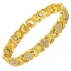 Pulsera magnética de moda europea y americana, superventas transfronteriza, lujo ligero, trébol de la suerte, aleación con incrustaciones de diamante, pulsera de joyería magnética de una sola fila para mujer
