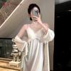 Conjunto de Pijama Sexy de Duas Peças com Alça Fina para Noite Roupas de Casa de Verão Femininas Nova Renda Alça Fina Ácido Acético