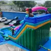 Gran Tobogán de Agua Inflable Comercial con Estampado de Surf y Doble Tobogán, una Atracción Popular de Verano para Mercados, Disponible al por Mayor a Precios Especiales
