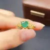 Anillo de Esmeralda Natural al por Mayor de Fábrica Plata S925 Incrustado con Piedra Principal 6*6 Joyería de Lujo Venta Directa de Fábrica Piedra Preciosa