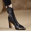 Zapatos casuales de comercio exterior 2024 otoño e invierno nuevas botas de cuero para mujer de tacón grueso tacones altos para mujer talla grande botines para mujer
