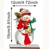 Decorações de mesa de Natal, enfeites de boneco de neve e rena de madeira, centro de mesa de Natal, decorações nostálgicas de madeira vintage, árvore de Natal