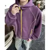 Fotos Reales 420g Bloqueo de Color Estilo Hasselblad Cardigan Americano de Moda Sudadera con Capucha Unisex Otoño