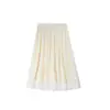 Moda Feminina Plus Size Nova Primavera/Verão 2026 Shuangtian para Mulheres Curvilíneas, Elegante Saia Longa Drapada com Acabamento em Renda 9269