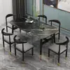 Mesa de Comedor para Uso Doméstico en Apartamentos Pequeños, Juego de Mesa y Sillas de Comedor Estilo Nórdico para Casa de Alquiler, Mesa de Comedor Rectangular Simple de Hierro Comercial