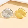 Anel Geométrico Minimalista Ajustável em Aço Inoxidável Banhado a Ouro com Design Irregular em Forma de Flor, Moda Europeia e Americana, Acabamento de Alta Qualidade