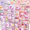 Adesivos Squishy Tema Pêssego 3D Infantil Embossado Desenho Animado Fofo Alto Valor Decorativo Diário Animal DIY Alívio do Estresse
