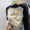 Camiseta de Manga Larga de Felpa para Niñas Ropa Otoño/Invierno Niños Medianos y Grandes Bloque de Color Cuello Redondo Top Cálido para Capas