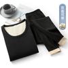 Roupa Íntima Térmica Sem Costura Masculina com Gola Careca, Conjunto com Borda, Calças Inferiores de Outono Espessas Forradas com Lã, Dupla Face Bicolor