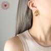 Pendientes elegantes de doble pieza en forma de U, estilo Hong Kong, estilo europeo y americano, chapados en acero de titanio y oro de 18 quilates, personalizados, para mujer F375