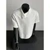 Camiseta de Hombro Recto Desestructurada de Gama Alta Manga Corta para Hombre Verano Diseño Irregular Camisa Polo Media Manga Estilo Americano Camiseta Pesada
