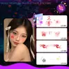 Festival de Música Carnaval Tatuagem Facial Imitação Adesivo à Prova d'Água e de Suor Divertido e Fofo Blush de Celebridade da Internet Maquiagem Vibrante para Performance