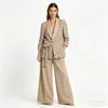 Ropa de Mujer 2026 Primavera Nuevo Estilo Commuter Moda Artesanía Pesada Traje con Lentejuelas Conjunto de Pantalones de Pierna Ancha para Damas