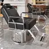 Silla de Salón Reclinable con Altura Ajustable para Cortes de Cabello, Giratoria y Adecuada para Teñido de Cabello, Hecha de Acero Inoxidable