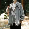 Roupa com Capuz Funcional Americana de Proteção Solar Masculina Verão Fina High Street Marca Tendência Roupa de Proteção Solar Descolada Cool Jaqueta Casaco para Montanhismo ao Ar Livre