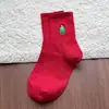 Calcetines Rojos para Mujer, Calcetines de Media Pantorrilla para Otoño e Invierno Navidad, Absorbentes de Sudor, Antiolor, Bordado de Dibujos Animados, Estilo a Juego para Parejas, Calcetines Cálidos de Algodón al por Mayor