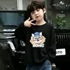 Camiseta de Manga Larga de Moda para Niños 100% Algodón 2026 Dibujos Animados Niños Primavera/Otoño Cuello Redondo Niños Medianos/Grandes Camiseta Base