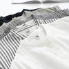 Camisa de Algodón sin Estampar de Hilo Doble de Manga Corta para Mujer Cuello Vertical Casual Artístico Adelgazante Nueva de Verano 2024