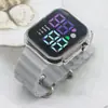 Comercio Exterior P8-Y1 Nuevo Reloj Digital LED Tendencia de ModaY Pareja Hombres y Mujeres Botón Luminoso Chapado Reloj Digital