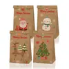Bolsa de Regalo de Papel Kraft Amazon Transfronteriza Feliz Navidad Muñeco de Nieve Alce Anciano Regalo Bolsa de Dulces