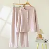 2026 Novo Pijama Térmico de Veludo Outono/Inverno Feminino Roupa de Casa Gola Redonda Cardigã Manga Longa Calça Longa Espessado e Quente, Pode Ser Usado Fora