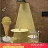Escultura de Helado Esférico Adorno Grande Modelo de Helado de Doble Bola Colgante de Pared Luminoso Decoración de Tienda de Postres Invertida