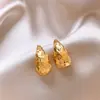 Escamas Doradas Brillantes, Pendientes de Gota de Agua Dorada como el Hielo, Diseño Único de Nicho, Accesorios Metálicos de Moda de Gama Alta