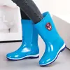 Botas de chuva femininas de cano alto, espessadas, impermeáveis e antiderrapantes, de cano médio, duráveis e resistentes ao desgaste, com forro de fleece para aquecimento