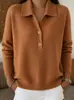 Suéter para Mujer Europeo y Americano Transfronterizo 2026 Otoño/Invierno Nuevo Tejido de Punto Cuello Solapa Medio Botón Holgado Casual Prendas de Punto