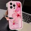 Capa de celular com flor rosa pintada para iPhone 14 Pro Max, capa protetora macia de alta estética para iPhone 17 Pro Max