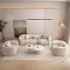 Juego de sofá lineal minimalista estilo crema para sala de estar de casa, sillón de sofá para área de recepción y descanso de salón de belleza y casa de huéspedes nórdica
