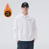 Ropa de Hombre Fengshe / Camisa Polo Estampada Nueva Primavera y Otoño 2026 para Hombre, Forrada de Polar, Engrosada, de Manga Larga, Corte Holgado, Sudadera con Cuello de Solapa