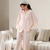 Pijama Jacquard de Algodão Nuvem Primavera e Outono Gola Princesa Cardigã Feminino Estilo Coreano Solto Tamanho Grande Roupa de Casa Fina Terno Outono