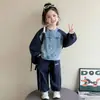 Traje Vaquero para Niña Primavera y Otoño 2026 Nuevo Chaqueta Patchwork Elegante para Niños Ropa de Otoño Conjunto de Dos Piezas a la Moda para Bebé Niña