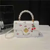 Bolso Cruzado Nuevo Lindo con Estampado de Cerezas 2025, Bolso Cuadrado Pequeño con Asa Retorcida y Diseño Color-Block, Bolso de Hombro de Moda