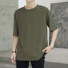 Camiseta de manga corta con cuello redondo para hombre, estilo informal, holgada, de verano, de media manga, color liso, con suministro directo de fábrica