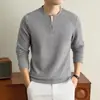Moletom Masculino Tricotado Novo com Gola Redonda e Zíper, Estilo Old Money, Design Falso de Duas Peças, Camisa Básica Masculina Casual Fashion de Caimento Solto