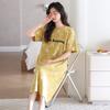 Camisón Pijama de Mujer Verano Algodón Puro Manga Corta Verano Verano con Almohadilla en el Pecho Madre de Mediana Edad Vestido de Alta Gama
