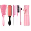 Set de Peines de Peluquería del Fabricante Set de 5 Piezas de Peine Masajeador de Nueve Filas Peine para Cabello Húmedo Peine para el Cabello Peine de Cola Puntiaguda Doble Uso Cepillo para Cejas Estilismo