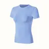 Camiseta Deportiva Casual de Manga Corta para Mujer, Estilo Europeo y Americano, Adelgazante, para Fitness, Alta Elasticidad, Suave, Pegajosa, Ajustada, Top de Yoga