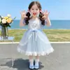 Vestido de Verão para Meninas 2026 Novo Estilo Vestido de Malha Princesa Elsa para Crianças Vestido Fino Fofo para Bebês