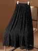 Saia Plissada de Chiffon com Bolinhas Onduladas Frescas Feminina Primavera e Verão 2024 Saia Plissada de Bolinhas Cintura Alta Linha A Cobre o Quadril Comprimento Médio