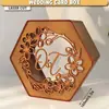 Caja de regalo de tarjeta de felicitación de madera nueva más vendida transfronteriza, suministros de boda, caja de tarjetas de presentación calada, caja de registro, caja de regalo de boda de madera