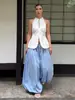 Calça Harem de Algodão Puro Transfronteiriça Moda de Rua Europeia e Americana Outono 2025 Casual Preguiçosa Wide-Leg Longa Calça Harem Solta para Mulheres