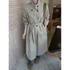 Atualização do tamanho enviado Jaqueta trench coat versátil de comprimento médio, solta, com gola alta e botões, estilo coreano chique para outono e inverno