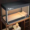 Mosquitero para estudiante, Clase A, para uso en cama, con protección inferior contra mosquitos, adecuado para dormitorios de preparatoria, con parte superior opaca y a prueba de polvo, diseño de tres puertas para literas