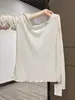 Camiseta básica de manga larga, transparente, color albaricoque otoñal, con escote en V para mujer, delgada, para cubrir del aire acondicionado, holgada, top de alta gama