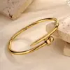 Elegante, Não Desbota, Luxo Leve, Personalizado com Contas Redondas, Pulseira de Aço Inoxidável Banhada a Ouro para Mulheres, Pulseira para o Dia a Dia, Fornecimento Transfronteiriço