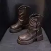 Botas Martin de Felpa para Mujer Estilo Británico 2026 Otoño/Invierno Nueva Llegada Más Vendidas Botas de Caña Media Fruncidas para Pantalón Suela Gruesa Algodón Adelgazantes