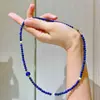 Collar de Cadena para Clavícula de Perla de Agua Dulce Natural y Lapislázuli de Alta Calidad de 4 mm